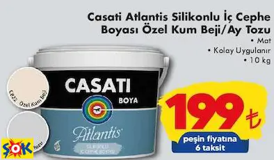 CASATİ ATLANTİS SİLİKONLU İÇ CEPHE BOYASI ÖZEL KUM BEJİ/AY TOZU